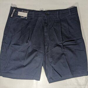 NEW Big Mens Roundtree & Yorke Casuals Chino Pleated Shorts 9"I Dk Navy